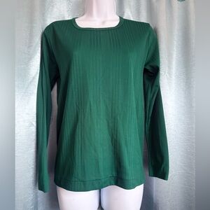 Vintage hunter green ribbed long sleeve top – 70s/80s Kmart size med